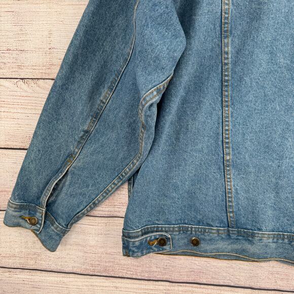 Wrangler Rugged Wear Trucker Jean Jacket Mens XXL Blue Medium Wash Denim - Picture 7 of 12